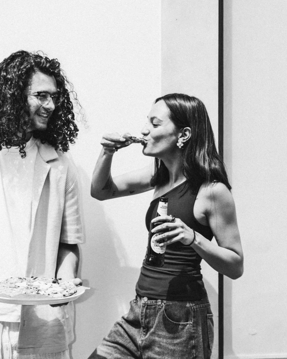 Sharing a slice and a drink